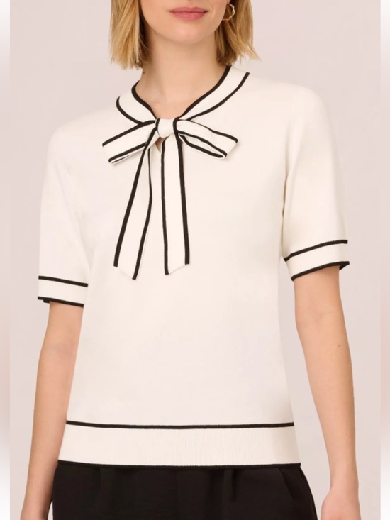 Adrianna Papell Tops - Adrianna Papell Bow-Tie Short Sleeve Knit Top
